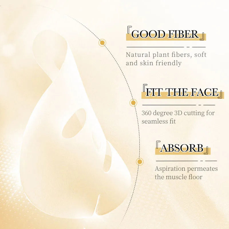 10pcs SADOER 24K Gold Vitamin C Hyaluronic Acid Face Mask