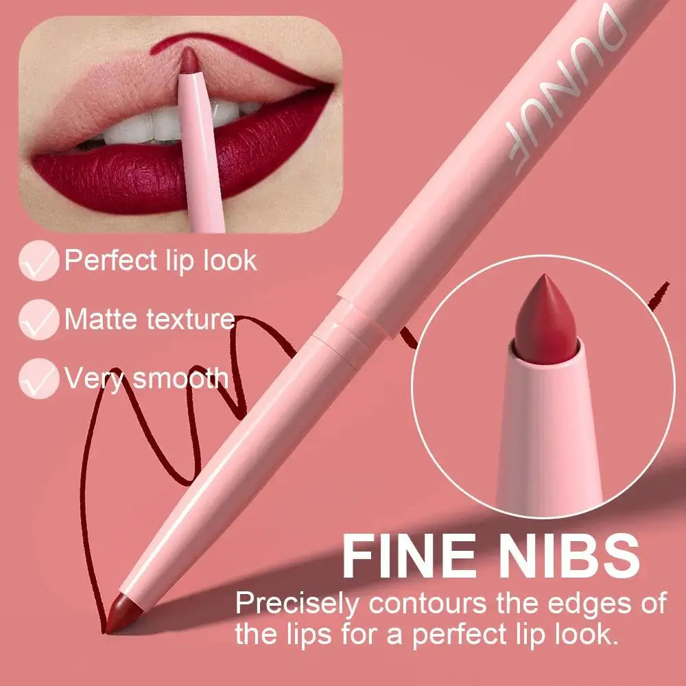 Dunuf 6pcs Matte Lip Liner Set Nude Brown Rose Red
