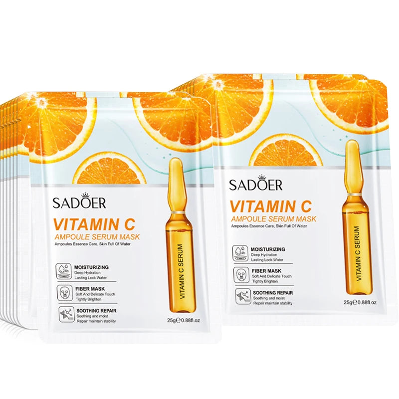 10pcs SADOER 24K Gold Vitamin C Hyaluronic Acid Face Mask