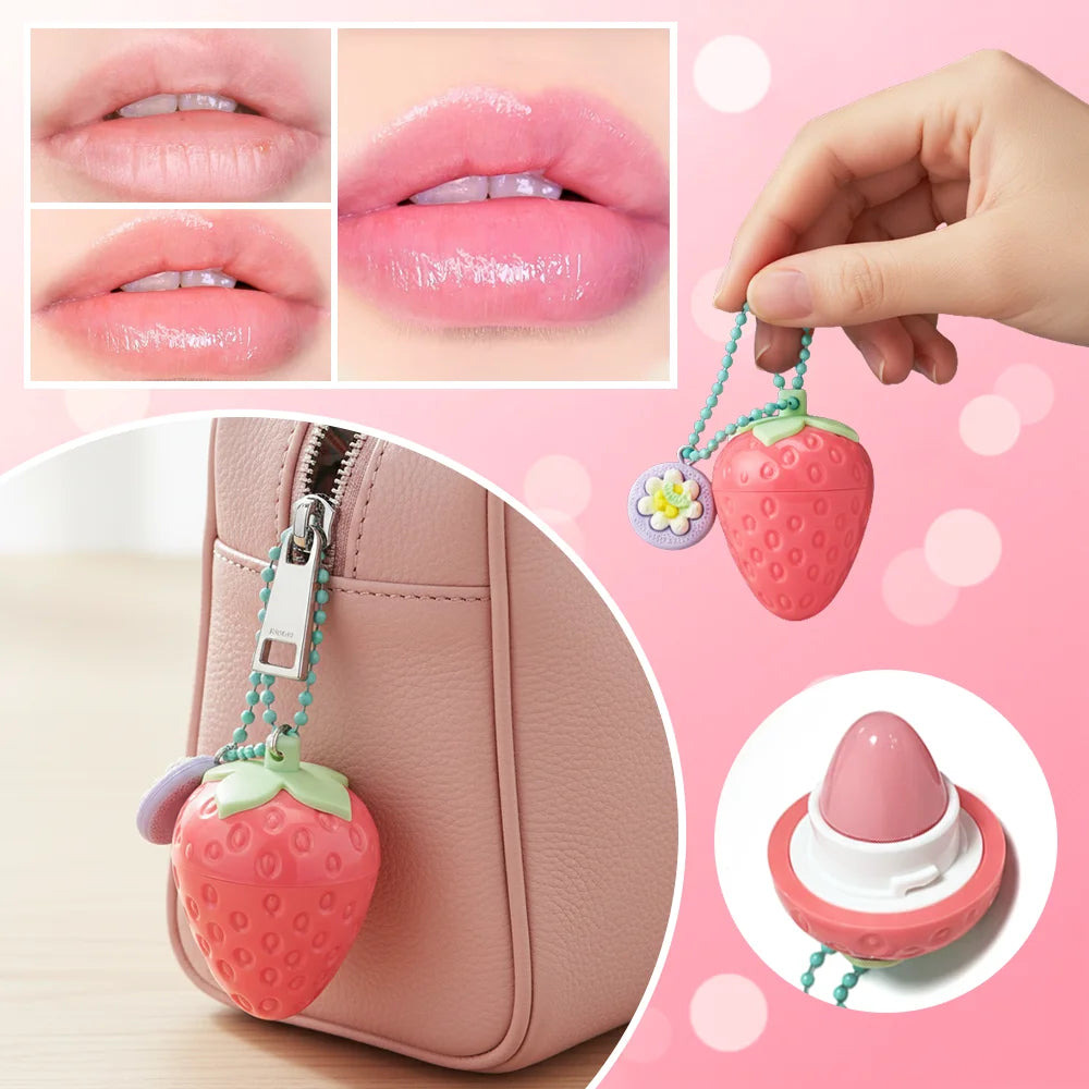 4-Color Random Hair Strawberry Warm Moisturizing Lip balm