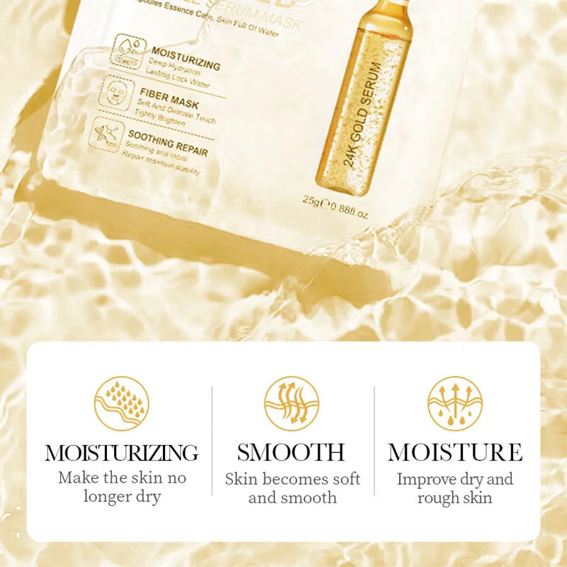 10pcs SADOER 24K Gold Vitamin C Hyaluronic Acid Face Mask