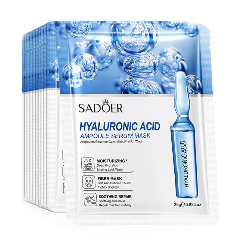 10pcs SADOER 24K Gold Vitamin C Hyaluronic Acid Face Mask