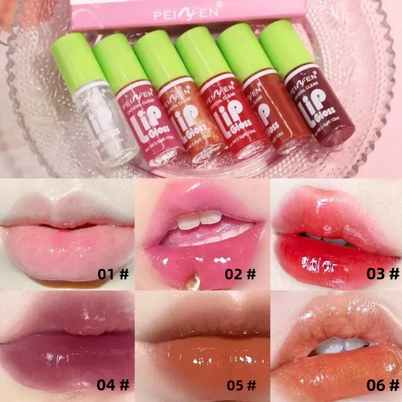 Peinyen 6 Pieces Glass Mirror Lip Gloss Set
