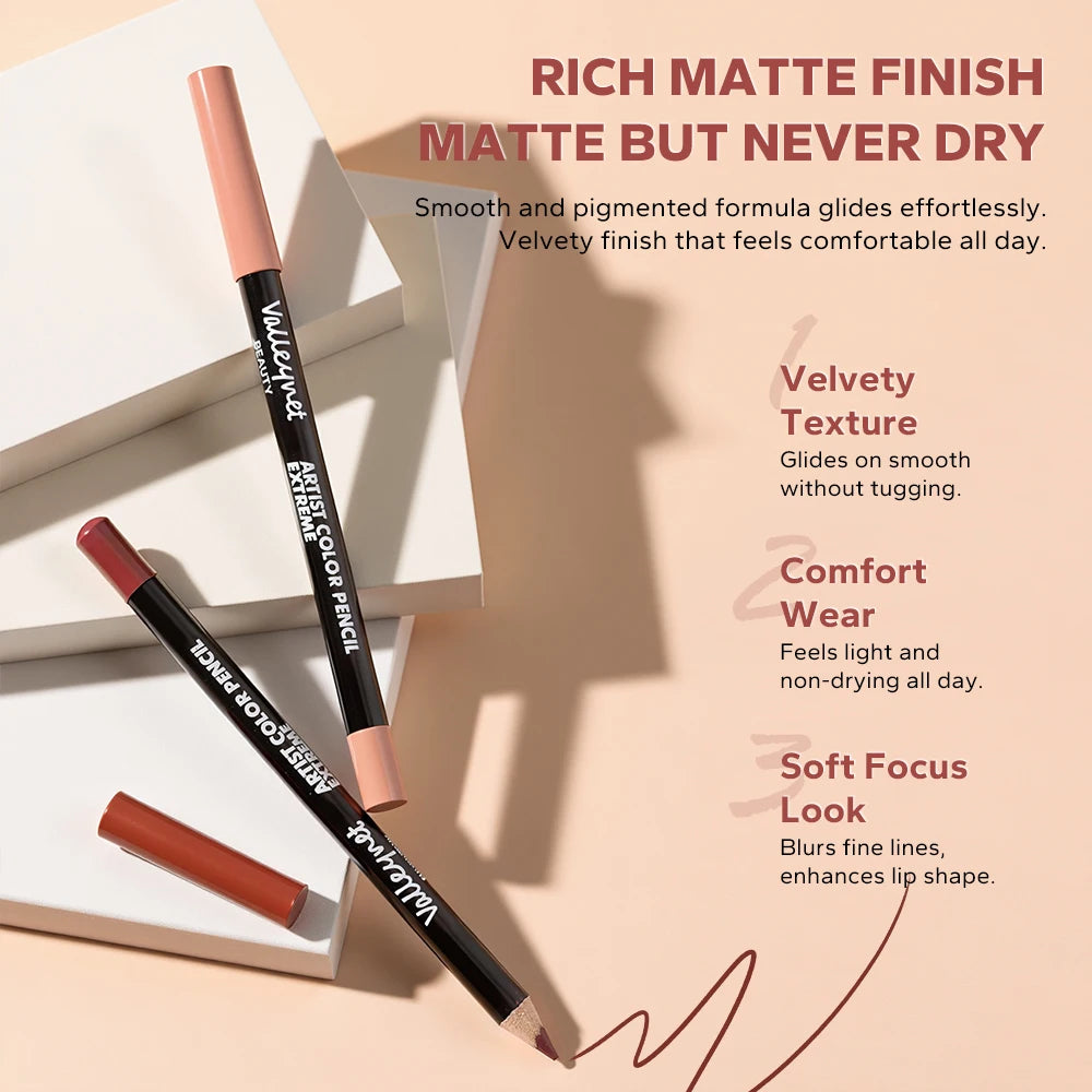 Valleynet Beauty 4pcs Lip Liner Set And Eyeliner Set Nude Brown Collection