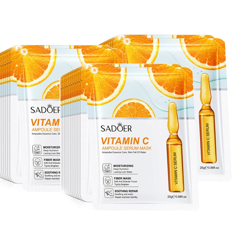 10pcs SADOER 24K Gold Vitamin C Hyaluronic Acid Face Mask