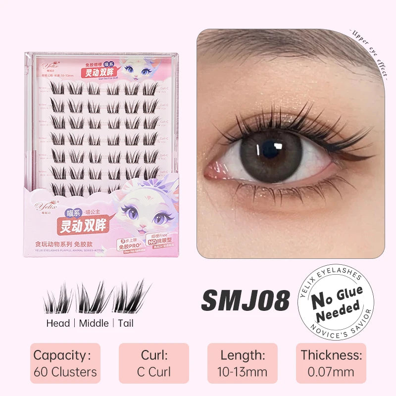 Yelix DIY Clusters Eyelashes Glue-Free