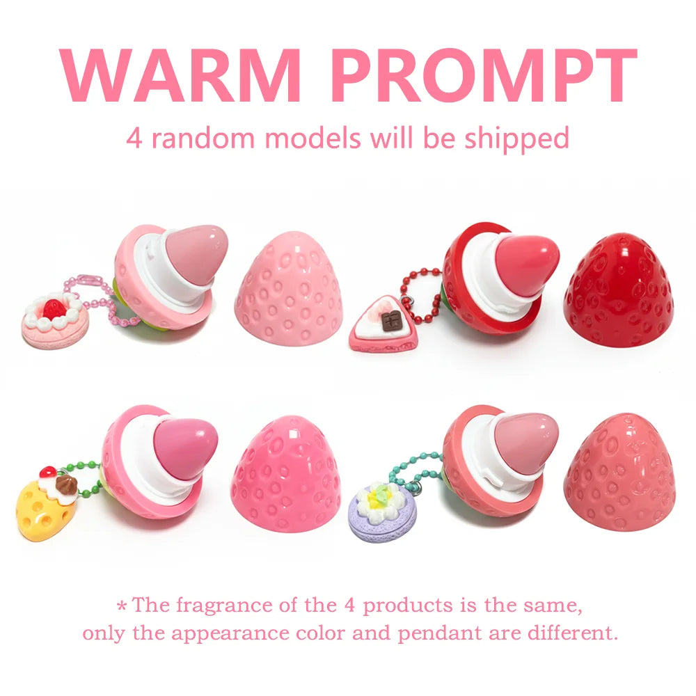 4-Color Random Hair Strawberry Warm Moisturizing Lip balm