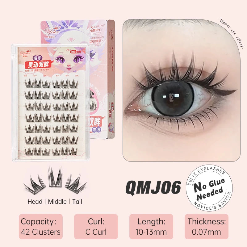 Yelix DIY Clusters Eyelashes Glue-Free