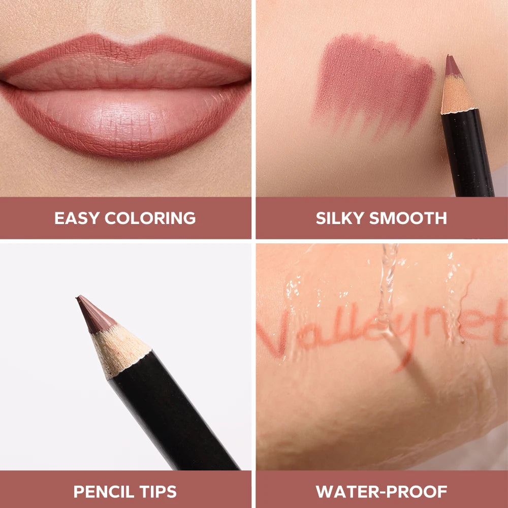 Valleynet Beauty 4pcs Lip Liner Set And Eyeliner Set Nude Brown Collection
