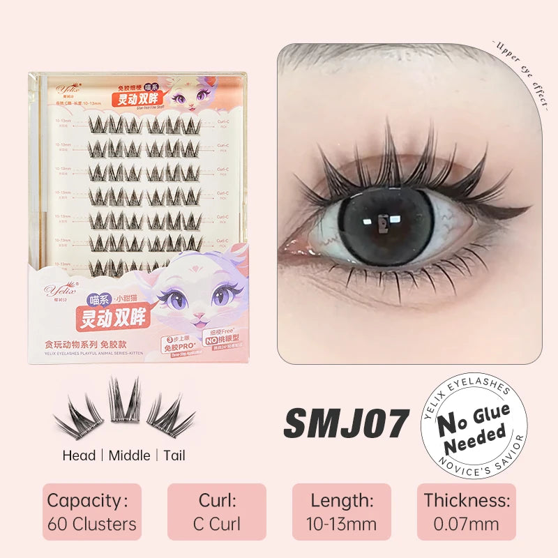 Yelix DIY Clusters Eyelashes Glue-Free