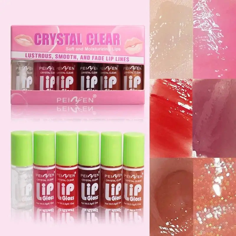 Peinyen 6 Pieces Glass Mirror Lip Gloss Set