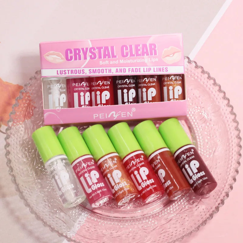 Peinyen 6 Pieces Glass Mirror Lip Gloss Set