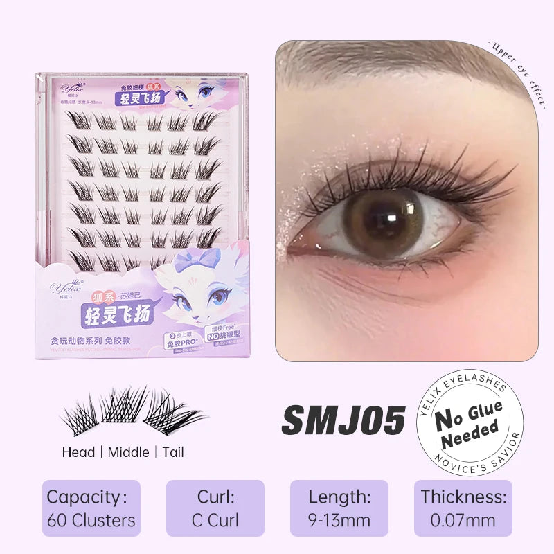 Yelix DIY Clusters Eyelashes Glue-Free