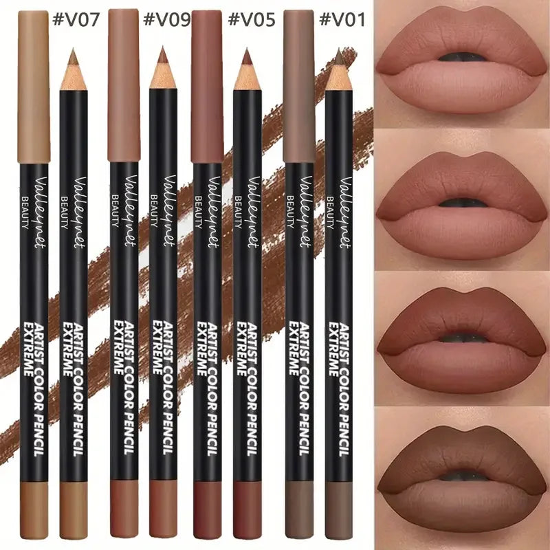 Valleynet Beauty 4pcs Lip Liner Set And Eyeliner Set Nude Brown Collection