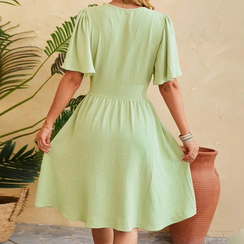 Casual Midi Dress Summer Women