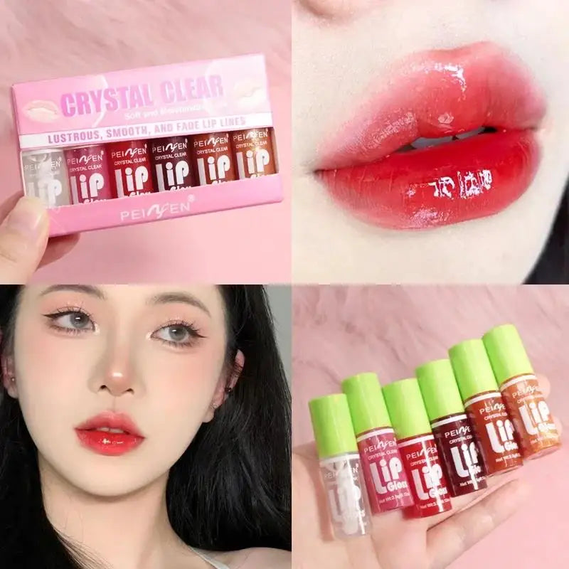Peinyen 6 Pieces Glass Mirror Lip Gloss Set