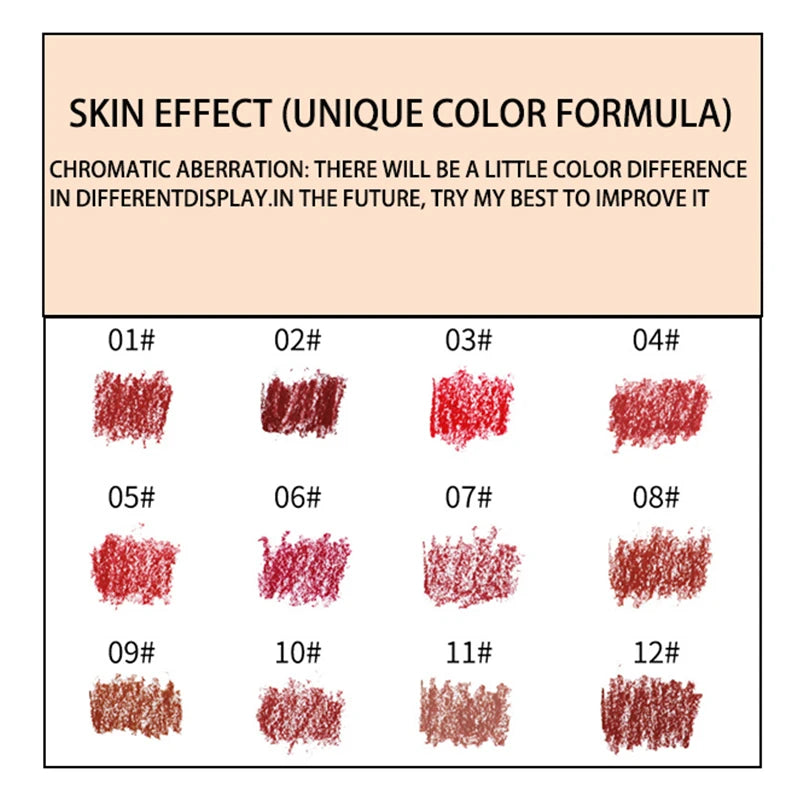 Shcoety 12pcs Matte Lipstick Lip Liner Set