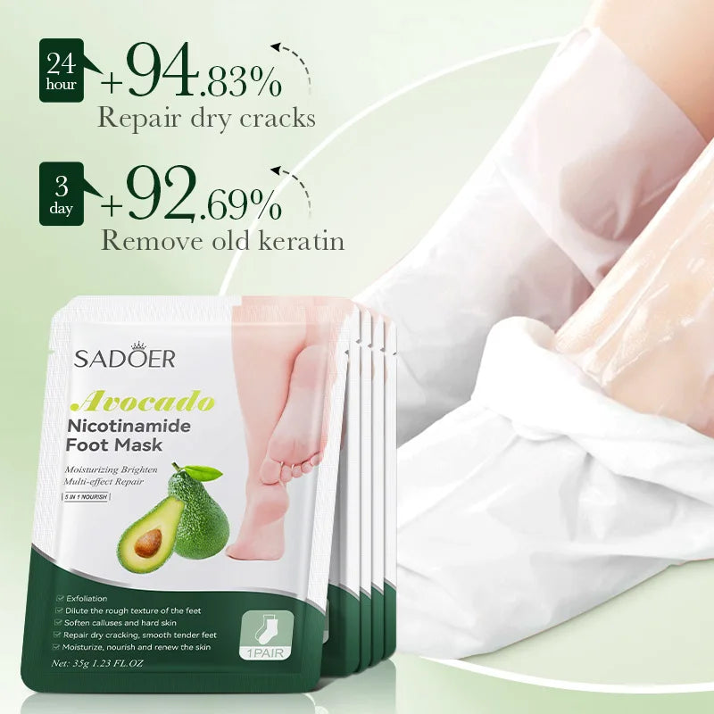 Sadoer 6 Pairs Fruits Foot Mask Moisturizing