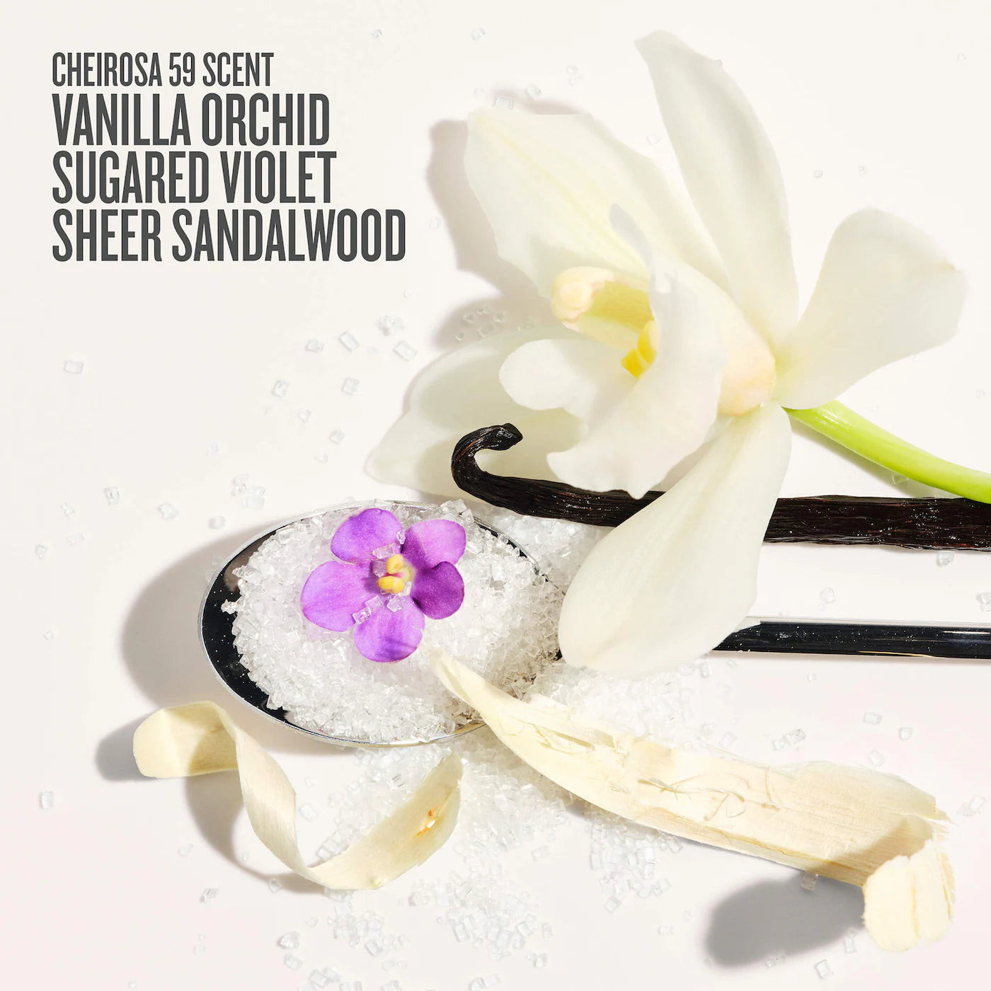 GlimmerPop Cheirosa 59 scent - vanilla orchid and sugared violet for dry skin and moisturizer benefits
